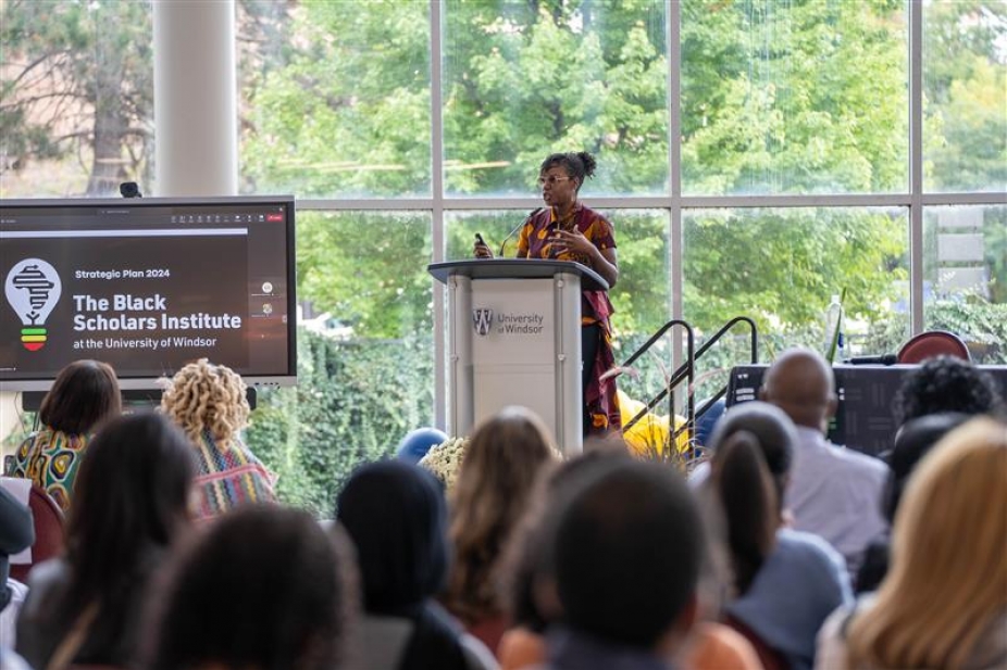 Dr. Camisha Sibblis, director of the Black Scholars Institute, speaking at the official launch of the Insititute on Sept. 26, 2024.